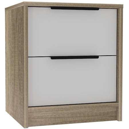Gfancy Fixtures Mod Light Oak & White Two Drawer Nightstand GF3106978